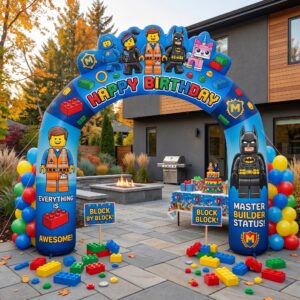 The Lego Movie Theme Inflatable Arch Yard 9'x8' Foot Decoration Party Prop Sign Birthday