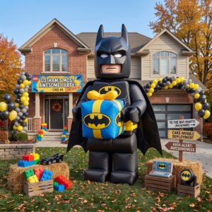 Lego Movie Batman with Birthday Present 10' Foot Tall Massive Caracter Inflatable LED Blow Up Decoration Party Prop Birthday