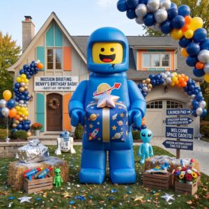 Lego Movie Benny with Birthday Present 10' Foot Tall Massive Caracter Inflatable LED Blow Up Decoration Party Prop Birthday