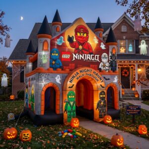 Lego Ninjago Theme Giant Yard Inflatable Walk-Through Haunted House Castle 10' Foot Tall Decoration Party Prop Halloween