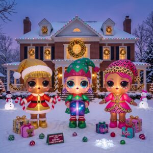 LOL Surprise Dolls Inflatable Trio Yard 10' Foot Wide Decoration Party Prop Sign with Christmas Presents