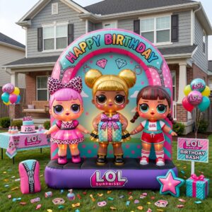 LOL Surprise Dolls Characters Giant Yard Inflatable Scene 8' Foot Tall by 10' Foot Wide Decoration Party Prop Sign Birthday