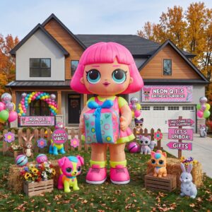 LOL Surprise Dolls Pink Hair Doll with Birthday Present 10' Foot Tall Massive Caracter Inflatable LED Blow Up Decoration Party Prop Birthday