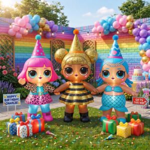 LOL Surprise Dolls Characters Inflatable Trio Yard 10' Foot Wide Decoration Party Prop Sign with Birthday Presents