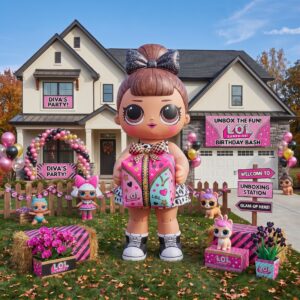 LOL Surprise Dolls Brown Hair Doll with Birthday Present 10' Foot Tall Massive Caracter Inflatable LED Blow Up Decoration Party Prop Birthday