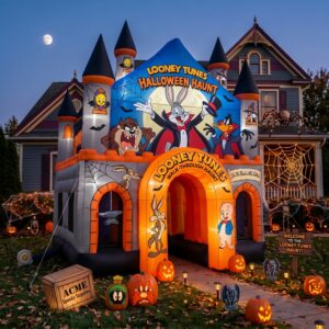 Looney Tunes Theme Giant Yard Inflatable Walk-Through Haunted House Castle 10' Foot Tall Decoration Party Prop Halloween