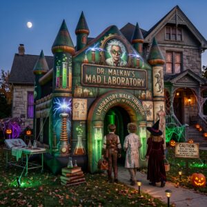 Mad Scientist Lab Theme Giant Yard Inflatable Walk-Through Haunted House Castle 10' Foot Tall Decoration Party Prop Halloween