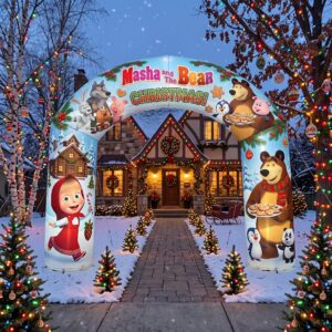 Masha and The Bear Theme Inflatable Arch Yard 9'x8' Foot Decoration Party Prop Sign Christmas