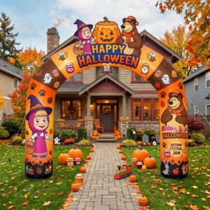 Masha and The Bear Theme Inflatable Arch Yard 9'x8' Foot Decoration Party Prop Sign Halloween