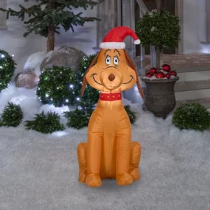 Grinch Stole Christmas Max with Santa Hat Inflatable Yard 3.5' Foot Decoration Party Prop Sign Christmas