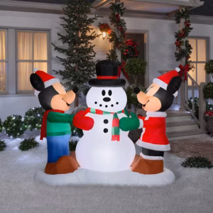 Mickey Minnie Mouse with Snowman Scene Inflatable Yard 6' Foot Decoration Party Prop Sign Christmas