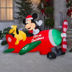 Mickey Mouse Pluto Airplane Inflatable Yard 4.5' Foot Decoration Party Prop Sign Christmas