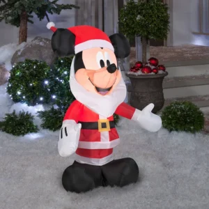 Mickey Mouse with Santa Suit & Beard Inflatable Yard 3.5' Foot Decoration Party Prop Sign Christmas
