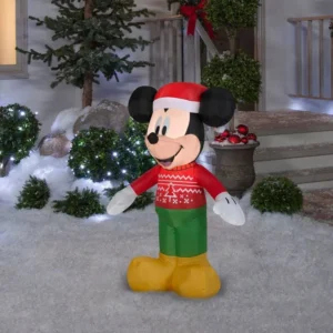 Mickey Mouse Ugly Sweater Inflatable Yard 3.5' Foot Decoration Party Prop Sign Christmas