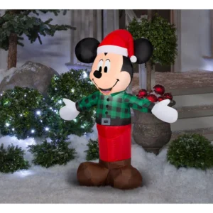Woodland Mickey Mouse Green Plaid Shirt Inflatable Yard 3.5' Foot Decoration Party Prop Sign Christmas