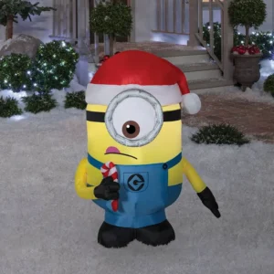 Minions Carl with candy cane Inflatable Yard 3.5' Foot Decoration Party Prop Sign Christmas