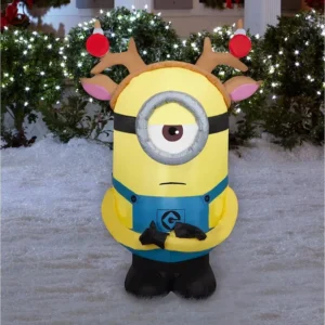 Minions Stuart with Antlers Inflatable Yard 3.5' Foot Decoration Party Prop Sign Christmas
