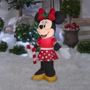 Minnie Mouse holding Candy Cane Inflatable Yard 3.5' Foot Decoration Party Prop Sign Christmas