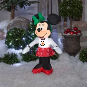 Minnie Mouse Snowman Shirt Red Skirt Outfit Inflatable Yard 3.5' Foot Decoration Party Prop Sign Christmas