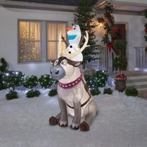 Frozen Olaf on Sven Reindeer Inflatable Yard 7.5' Foot Decoration Party Prop Sign Christmas