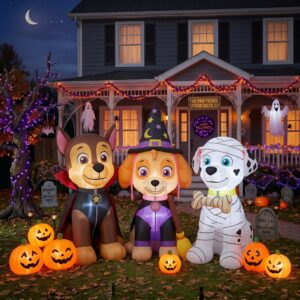 Paw Patrol Characters Inflatable Trio Yard 10' Foot Wide Decoration Party Prop Sign with Halloween Pumpkins