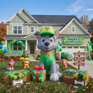 Paw Patrol Rocky with Birthday Present 10' Foot Tall Massive Caracter Inflatable LED Blow Up Decoration Party Prop Birthday