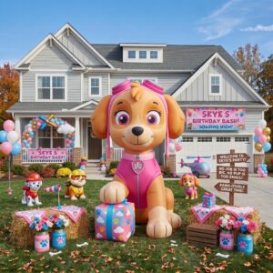 Paw Patrol Skye with Birthday Present 10' Foot Tall Massive Caracter Inflatable LED Blow Up Decoration Party Prop Birthday