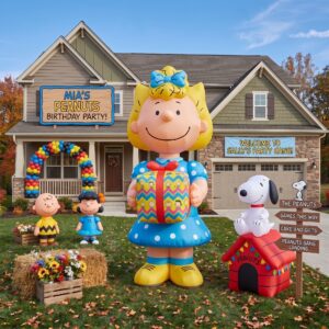 The Peanuts Sally Brown with Birthday Present 10' Foot Tall Massive Caracter Inflatable LED Blow Up Decoration Party Prop Birthday