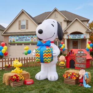 The Peanuts Snoopy with Birthday Present 10' Foot Tall Massive Caracter Inflatable LED Blow Up Decoration Party Prop Birthday