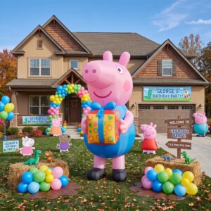 Peppa Pig George with Birthday Present 10' Foot Tall Massive Caracter Inflatable LED Blow Up Decoration Party Prop Birthday
