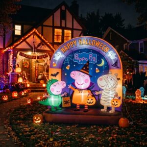 Peppa Pig Characters Giant Yard Inflatable Scene 8' Foot Tall by 10' Foot Wide Decoration Party Prop Sign Halloween