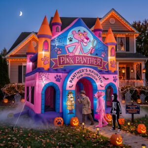 Pink Panther Theme Giant Yard Inflatable Walk-Through Haunted House Castle 10' Foot Tall Decoration Party Prop Halloween