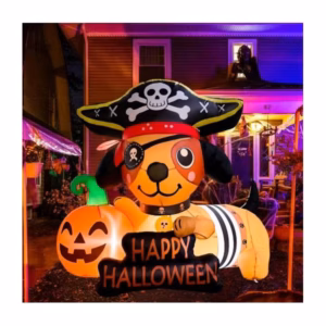 Pirate Dog with Pumpkin Inflatable Yard 5' Foot Decoration Party Prop Sign Halloween