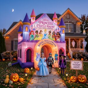 Princesses Theme Giant Yard Inflatable Walk-Through Haunted House Castle 10' Foot Tall Decoration Party Prop Halloween