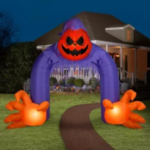 Scary Jack o Lantern Pumpkin Reaching hands Arch Inflatable Yard 12' Foot Decoration Party Prop Sign Halloween