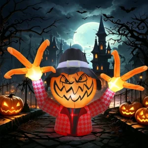 Jack o Lantern Pumpkin Reaching Hands Torso Emerging Inflatable Yard 6.9' Foot Decoration Party Prop Sign Halloween