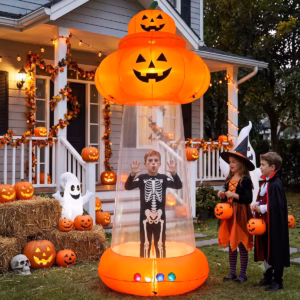 UFO Alien Pumpkin with Crawl-Through Tunnel Inflatable Yard 3.5' Foot Decoration Party Prop Sign Halloween