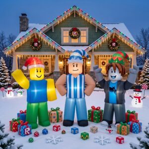 Roblox Characters Inflatable Trio Yard 10' Foot Wide Decoration Party Prop Sign with Christmas Presents