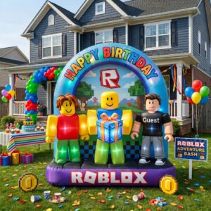 Roblox Characters Giant Yard Inflatable Scene 8' Foot Tall by 10' Foot Wide Decoration Party Prop Sign Birthday