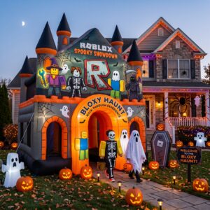 Roblox Theme Giant Yard Inflatable Walk-Through Haunted House Castle 10' Foot Tall Decoration Party Prop Halloween