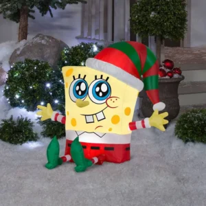 SpongeBob SquarePants Holiday Suit Inflatable Yard 2.5' Foot Decoration Party Prop Sign Christmas