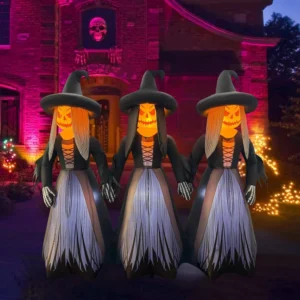 Scary Pumpkins Witches Trio Inflatable Yard 7' Foot Decoration Party Prop Sign Halloween