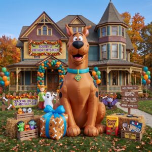 Scooby Doo with Birthday Present 10' Foot Tall Massive Caracter Inflatable LED Blow Up Decoration Party Prop Birthday