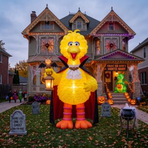 Sesame Street Big Bird Vampire Costume 10' Foot Tall Massive Caracter Inflatable LED Blow Up Decoration Party Prop Halloween