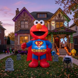 Sesame Street Elmo Super Hero Costume 10' Foot Tall Massive Caracter Inflatable LED Blow Up Decoration Party Prop Halloween