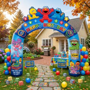Sesame Street Theme Inflatable Arch Yard 9'x8' Foot Decoration Party Prop Sign Birthday