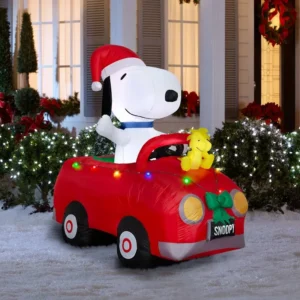 The peanuts Snoopy on Car with Woodstock Inflatable Yard 6' Foot Decoration Party Prop Sign Christmas