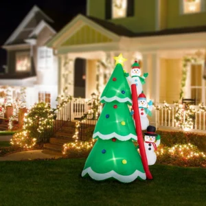 Snowmen Climbing Tree Inflatable Yard 8' Foot Decoration Party Prop Sign Christmas