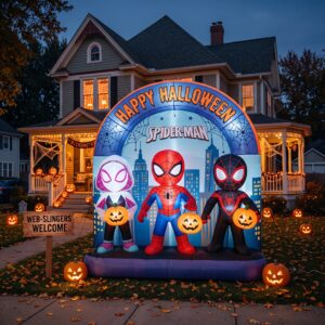 Spidey Amazing Friends Characters Giant Yard Inflatable Scene 8' Foot Tall by 10' Foot Wide Decoration Party Prop Sign Halloween