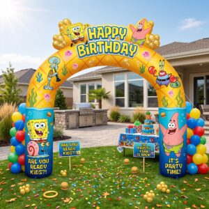 SpongeBob SquarePants Theme Inflatable Arch Yard 9'x8' Foot Decoration Party Prop Sign Birthday